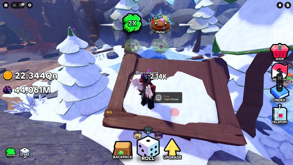 Slime RNG Winter Wonderland (Zone 26) crafting recipe location.
