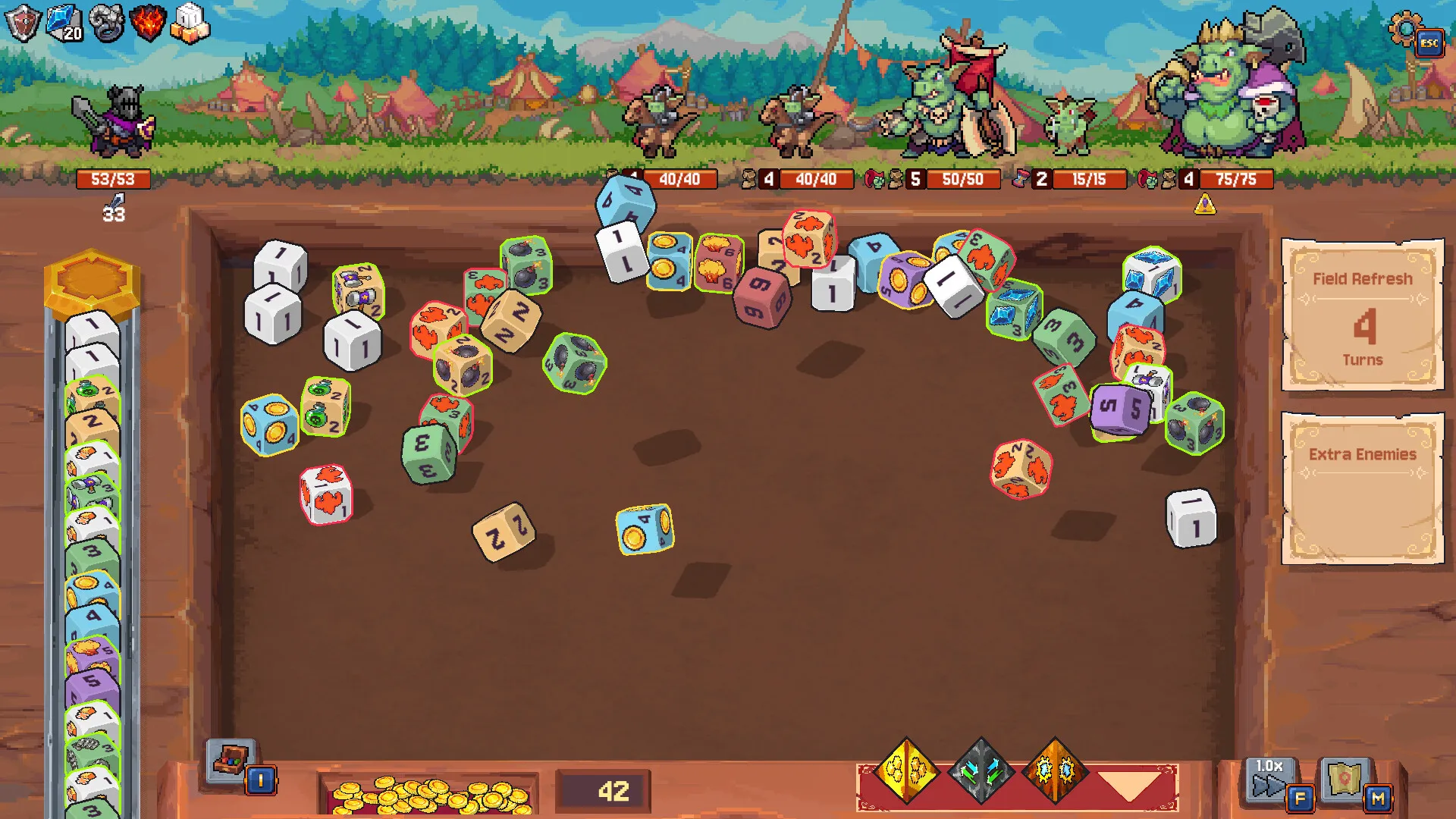 Rolling different dice in Rune Dice