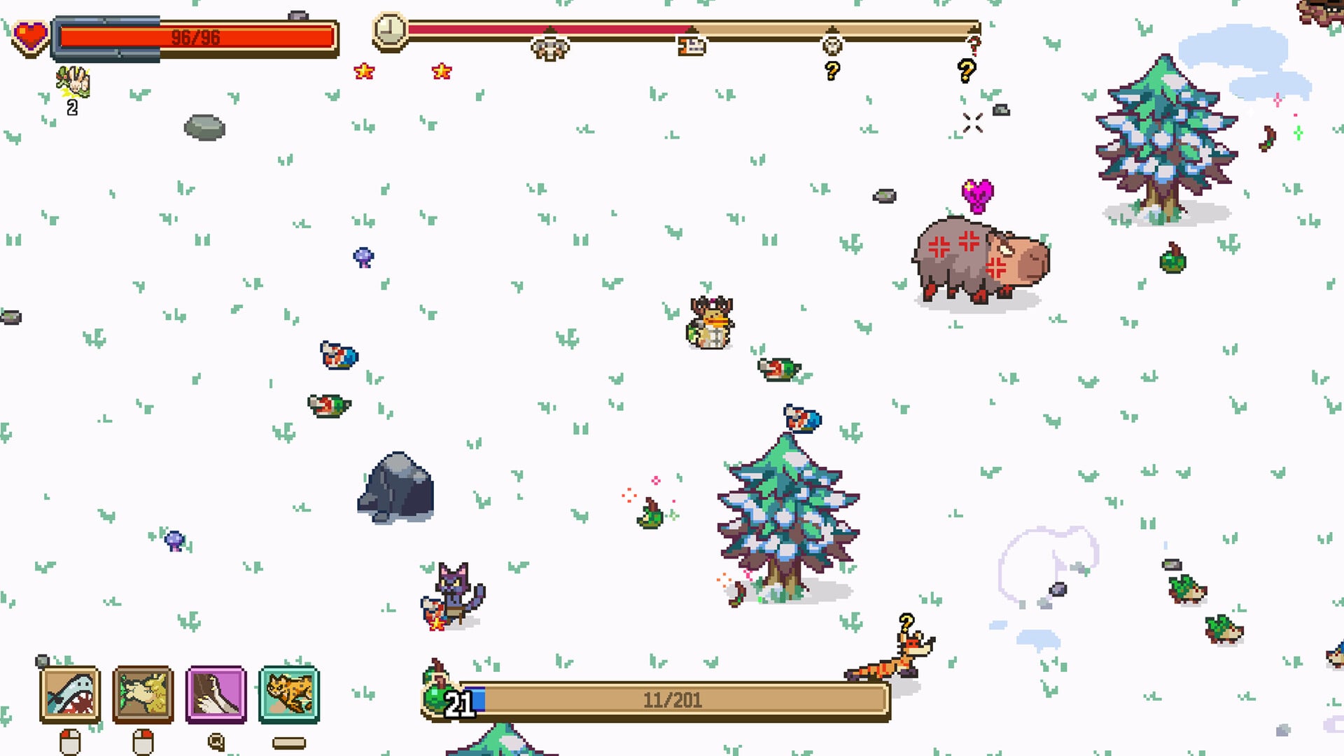 Darwin in a snow biome in Everything is Crab