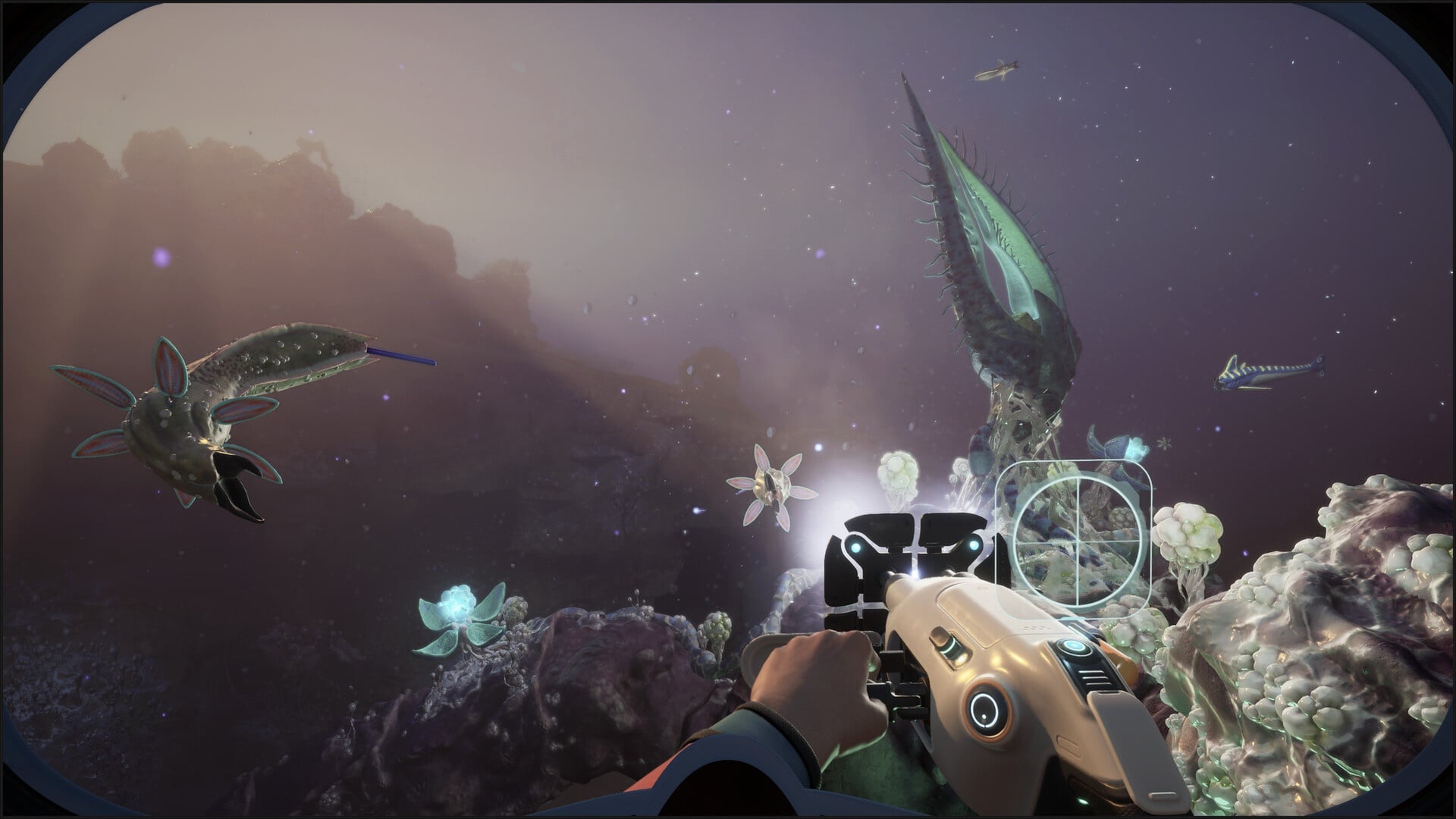 Subnautica 2 player holding a scanner