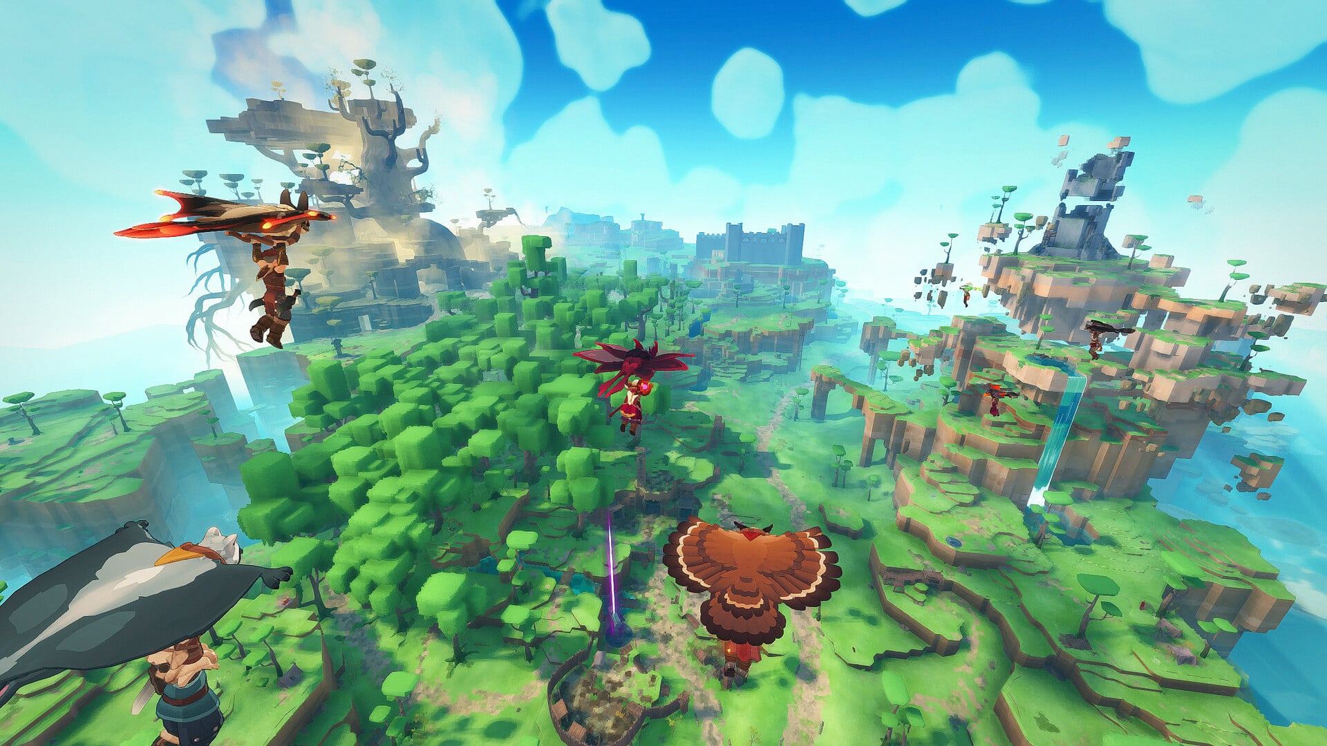 Players jumping on the island in Farever