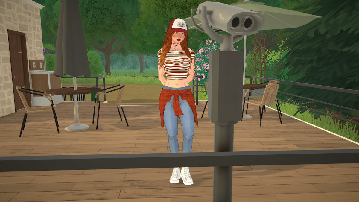 Para standing by binoculars in paralives