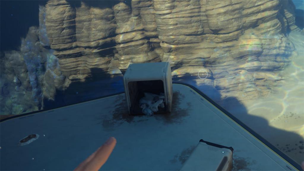 Subnautica 2 Wavemaker inside a metal crate