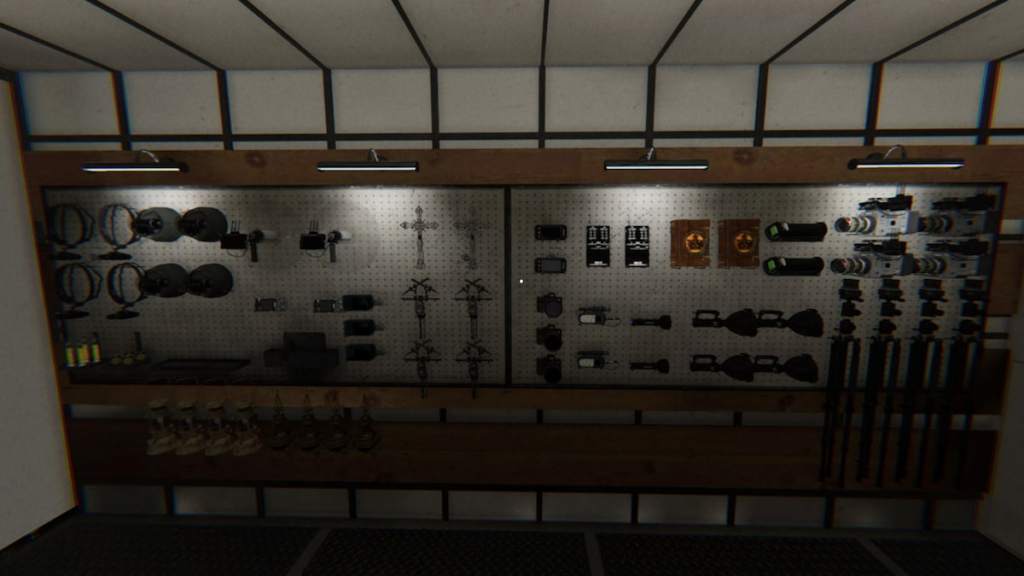 Challenge equipment hung on the wall in phasmophobia