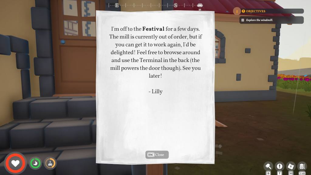 A note about the windmill being broken in outbound