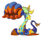 A giant piranha plant creature with a green stem and a giant red mouth