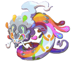 A dragon made up of rainbows and a white mane.