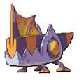 A steel trap in the shape of a small alligator with no eyes or snout