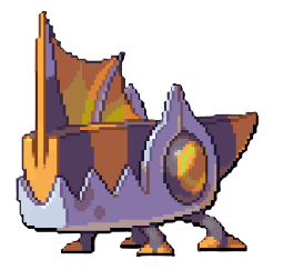 A steel trap in the shape of a small alligator with no eyes or snout