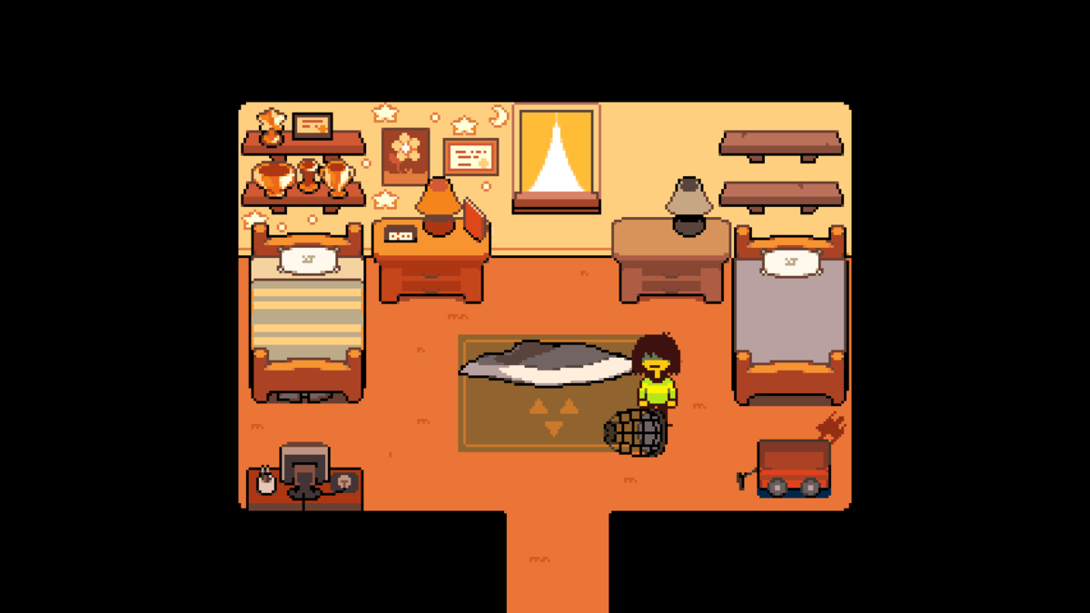 Kris waking up in his room