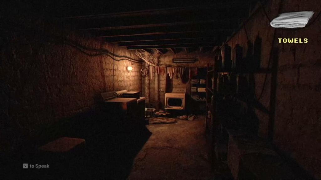 The basement dimly lit in F2F Scratch Creek