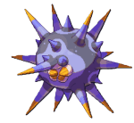 A purple and grey spiky creature. This is Ferroll from LumenTale