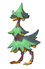 A green ostrich shaped like a christmas tree.