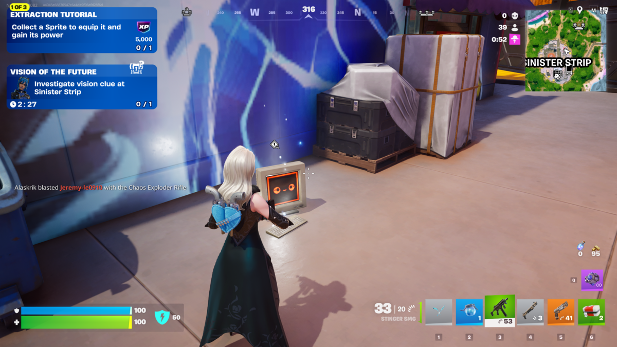 Opening a quest item in Fortnite