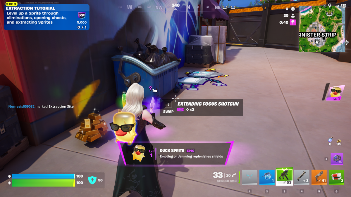 Picking up a Sprite in Fortnite