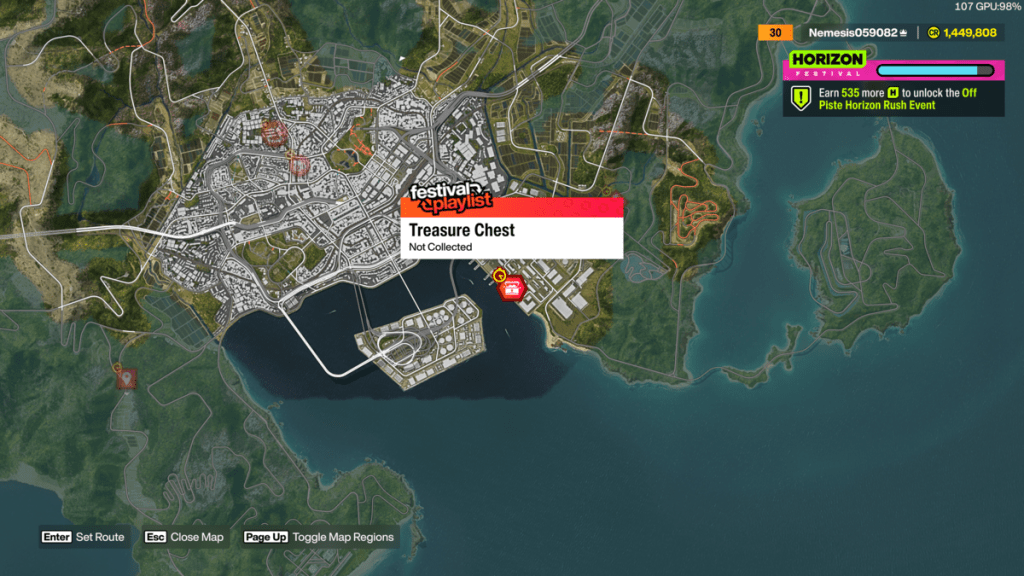 Treasure hunt chest location