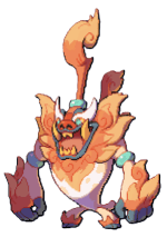 Gongbog, the evolved form of Chagma with a high ponytail and a lion's face