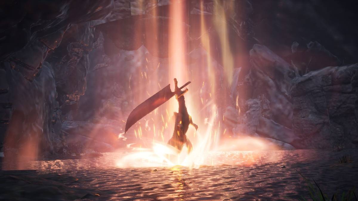 Spinosaurus resurrecting with giant greatsword in his mouth