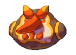 An oblong creature in LumenTale with a long red nose and fiery eyebrows
