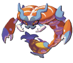 A giant insectoid creature with massive claws coming out of a dead fish