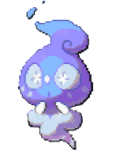 A blue cloud like creature with an innocent expression