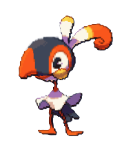 A smiling tucan-like bird with a big head, beak, and eyes
