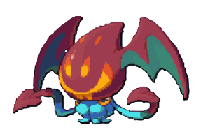 A squid bat with a red squid head with an orange face