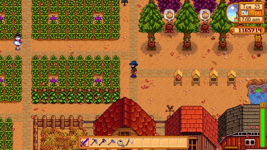An advanced farm in Stardew Valley.