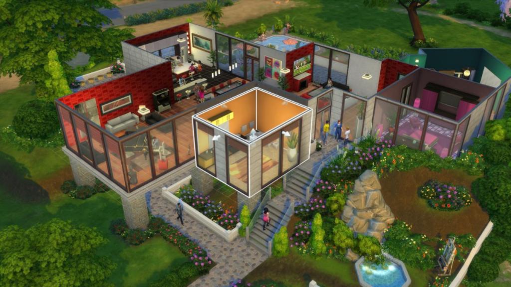 A house with some sims in The Sims 4.