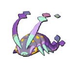 A small silverfish-like creature with blue and purple antenna that fade into pixels