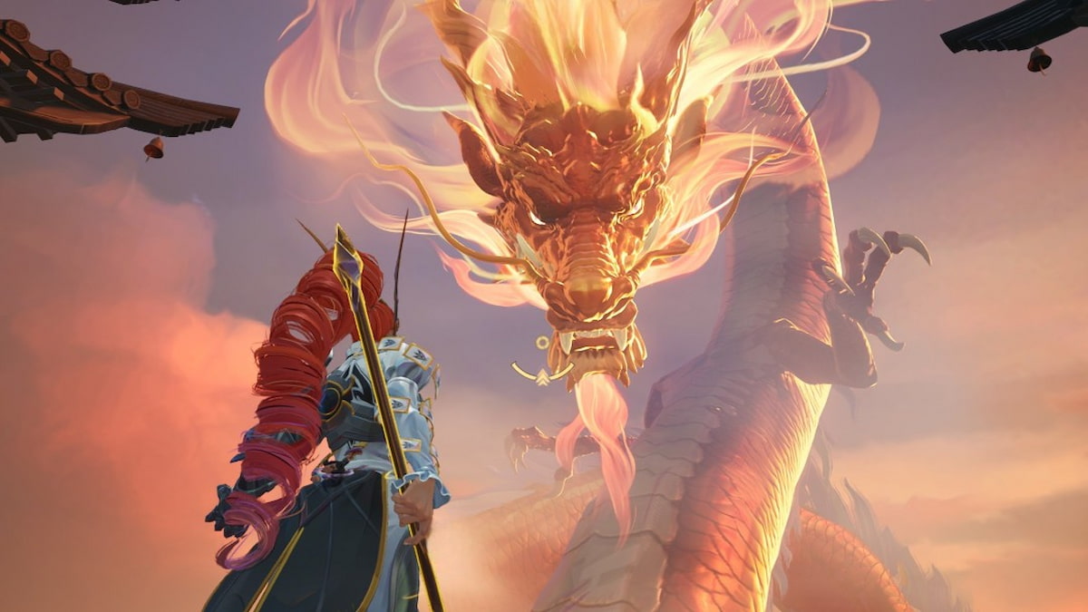 Angela flying next to shou-lau dragon in marvel rivals