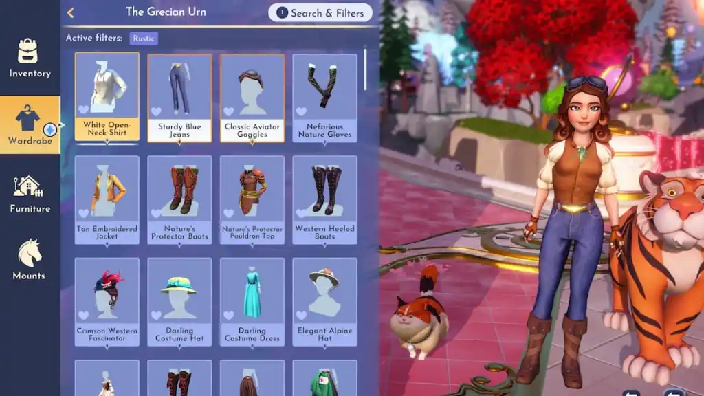 equipping rustic clothes in disney dreamlight valley