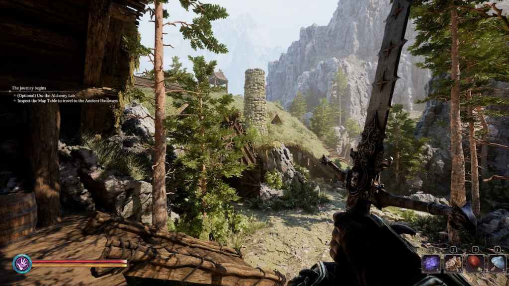 A moss-covered hut in the mountains in Fatekeeper. 