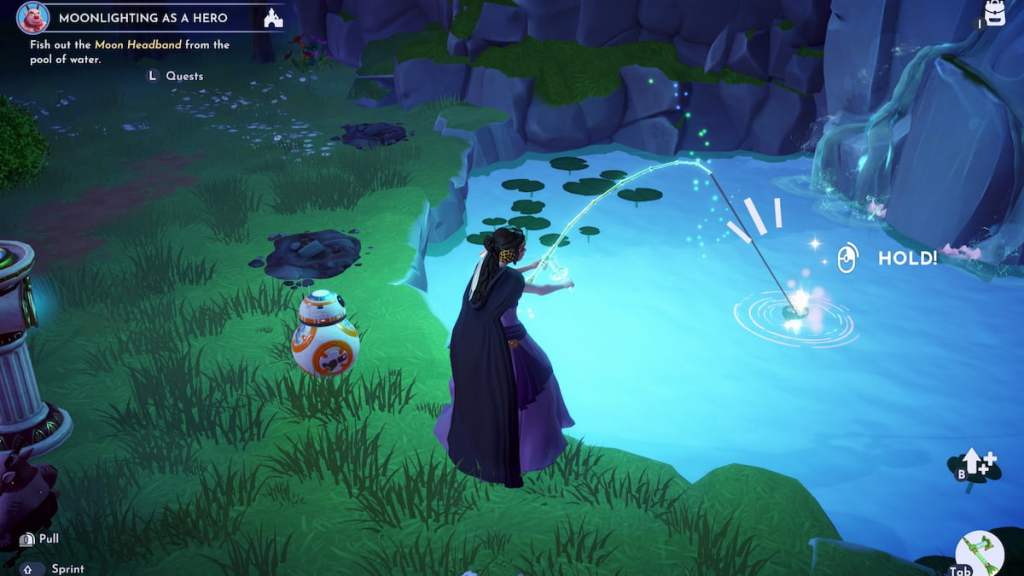 Fishing for moon headband in disney dreamlight valley