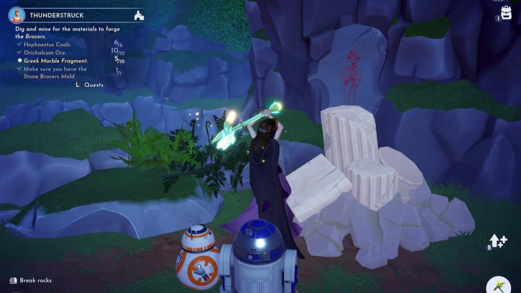 greek column rock spot in thunderstruck quest in disney dreamlight valley