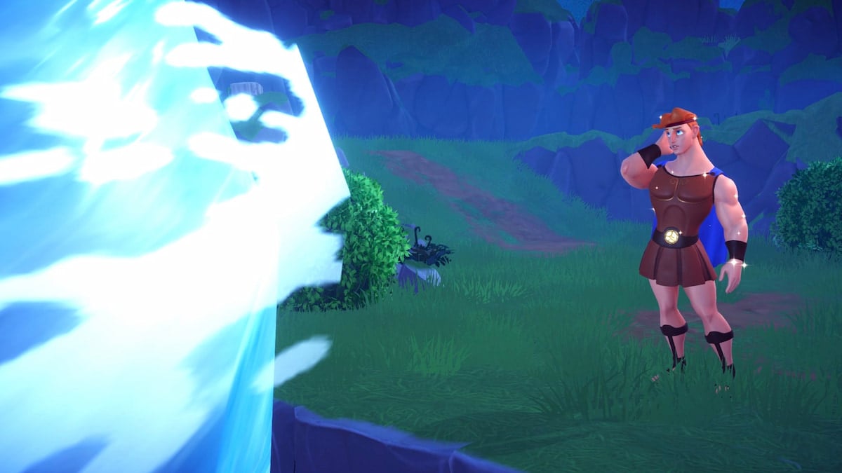 hercules standing by a storm in disney dreamlight valley