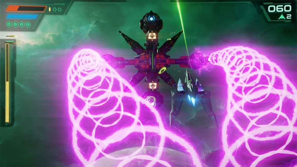 A boss fight in Star Fox. 
