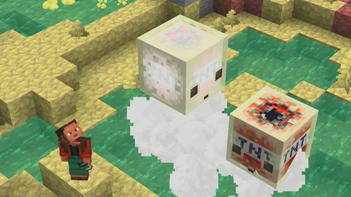 Looking at explosive Sulfur Cube in Minecraft