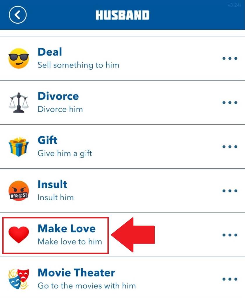 make love option marked in bitlife