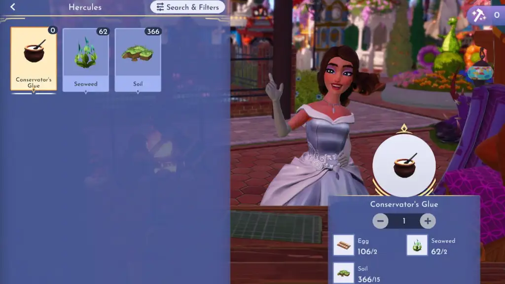 crafting Conservator's Glue in disney dreamlight valley