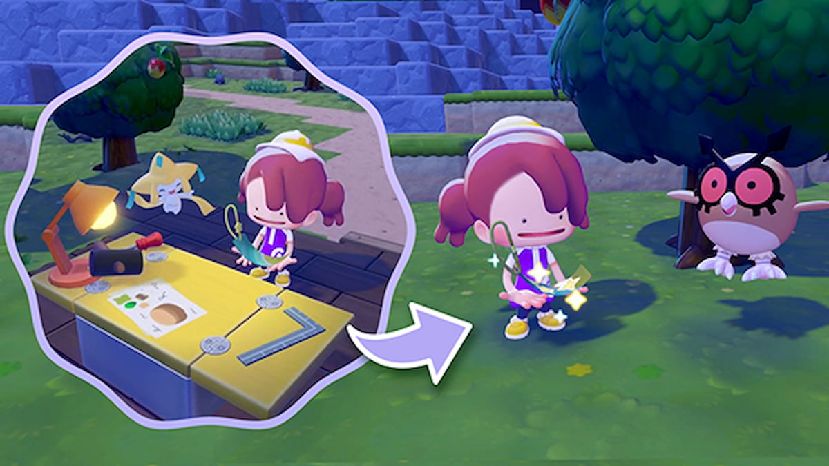Crafting with Jirachi in Pokopia