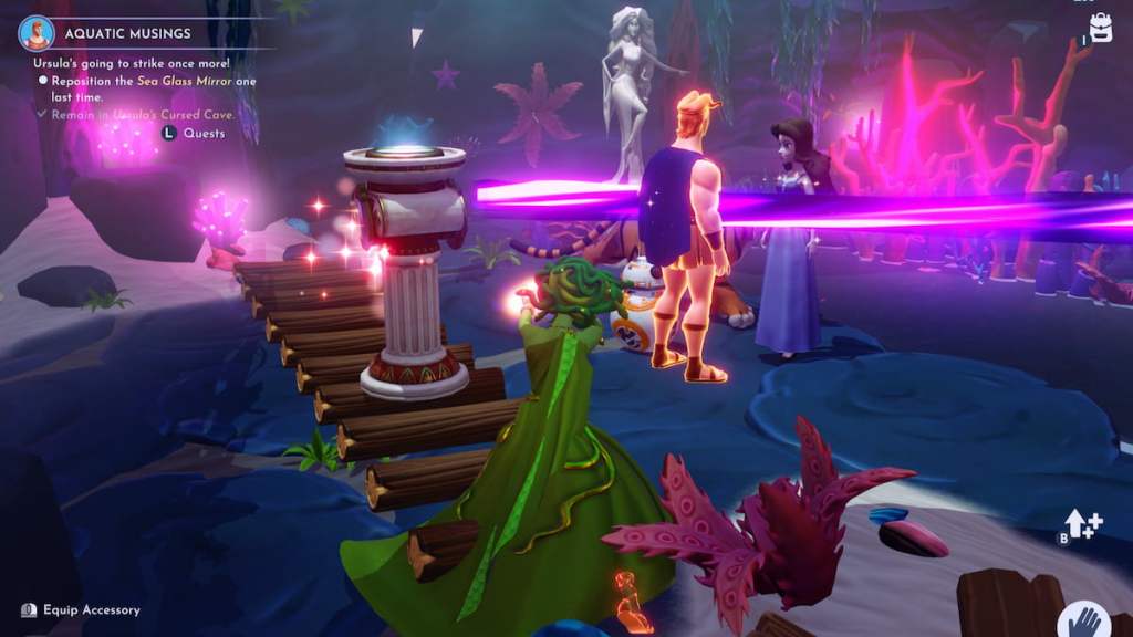 Pushing sea glass pillar in disney dreamlight valley