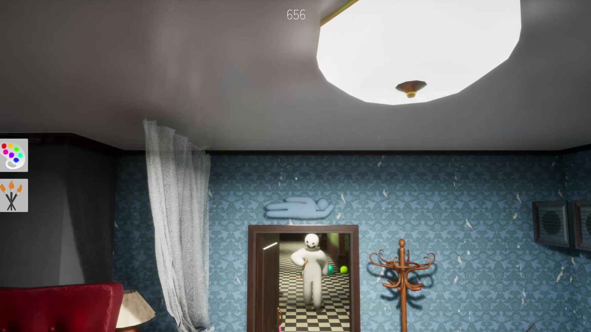 Hiding behind the ceiling light