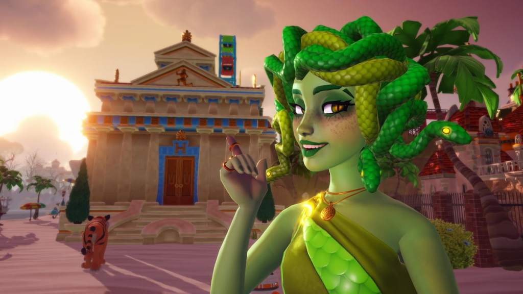 Taking photo of hercules house in disney dreamlight valley