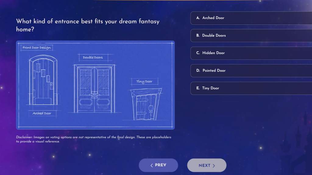 Voting on house skin door in disney dreamlight valley