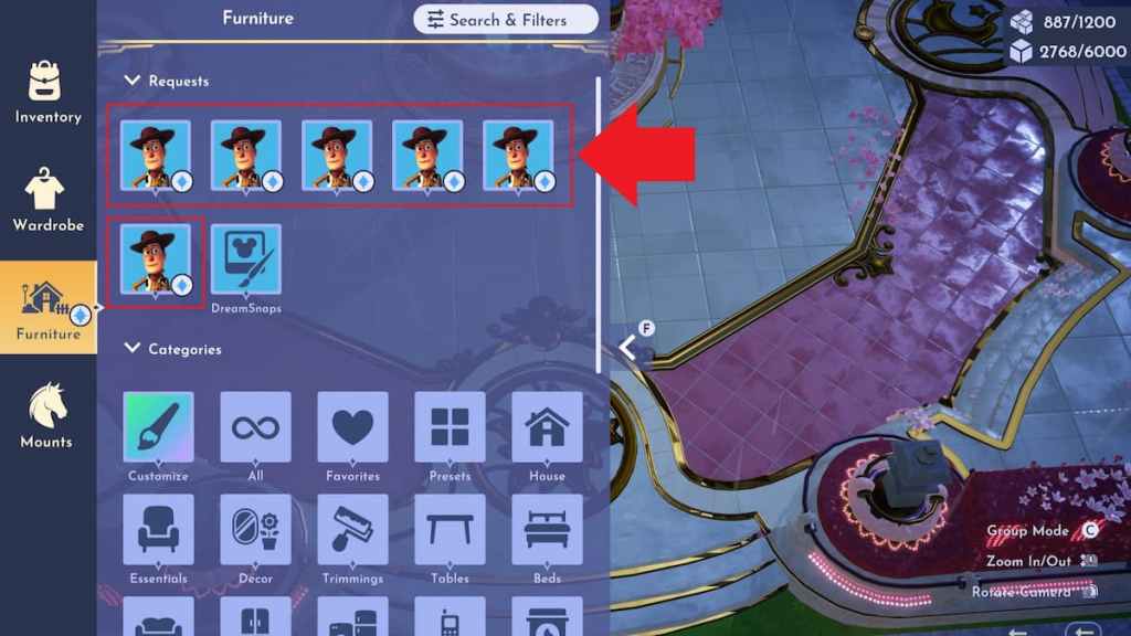 Woody quest icon marked in disney dreamlight valley