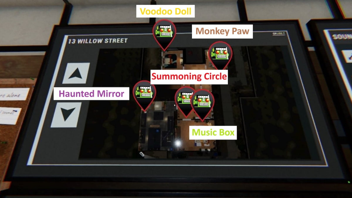 Map of 13 Willow Street first floor cursed item locations