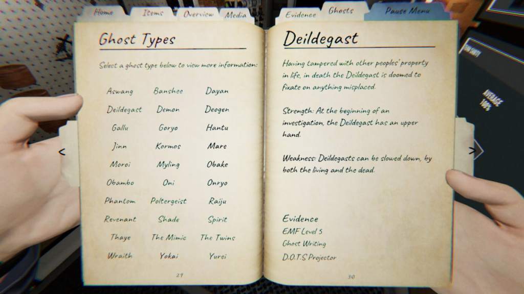 Deildegast journal page in phasmophobia