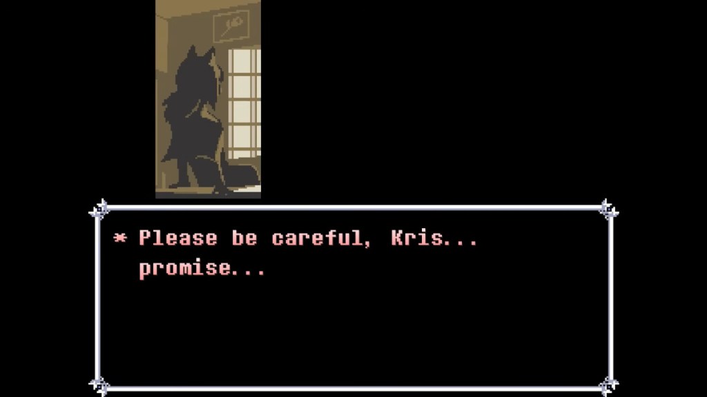 Triggering the secret dialogue with Pink in Deltarune Chapter 5.
