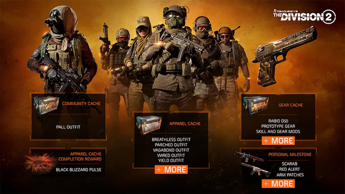 Dust Storm cache breakdown showing rewards